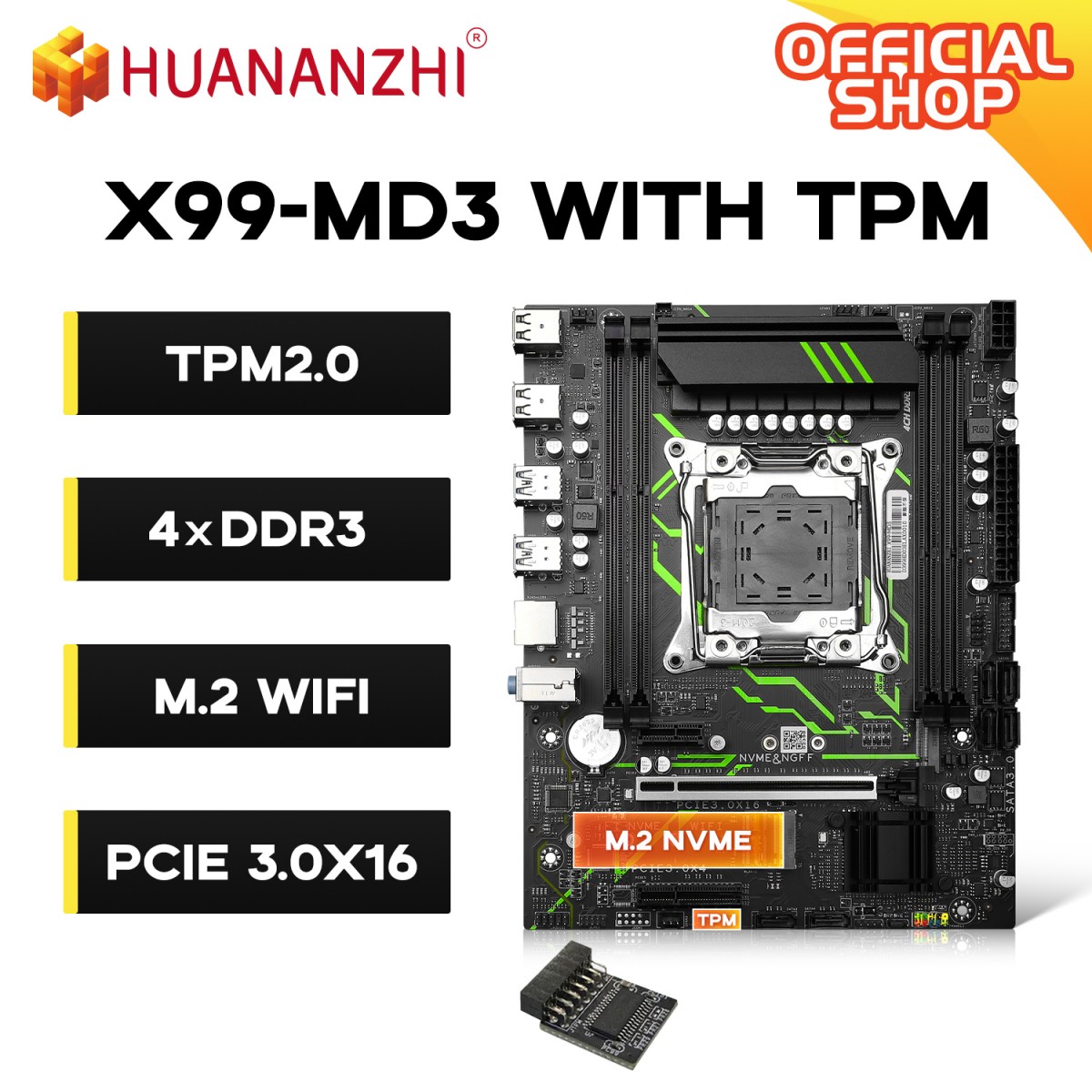 Pc Gaming Xeon - HUANANZHI X99-MD3 Motherboard With TPM2.0 LGA2011-3