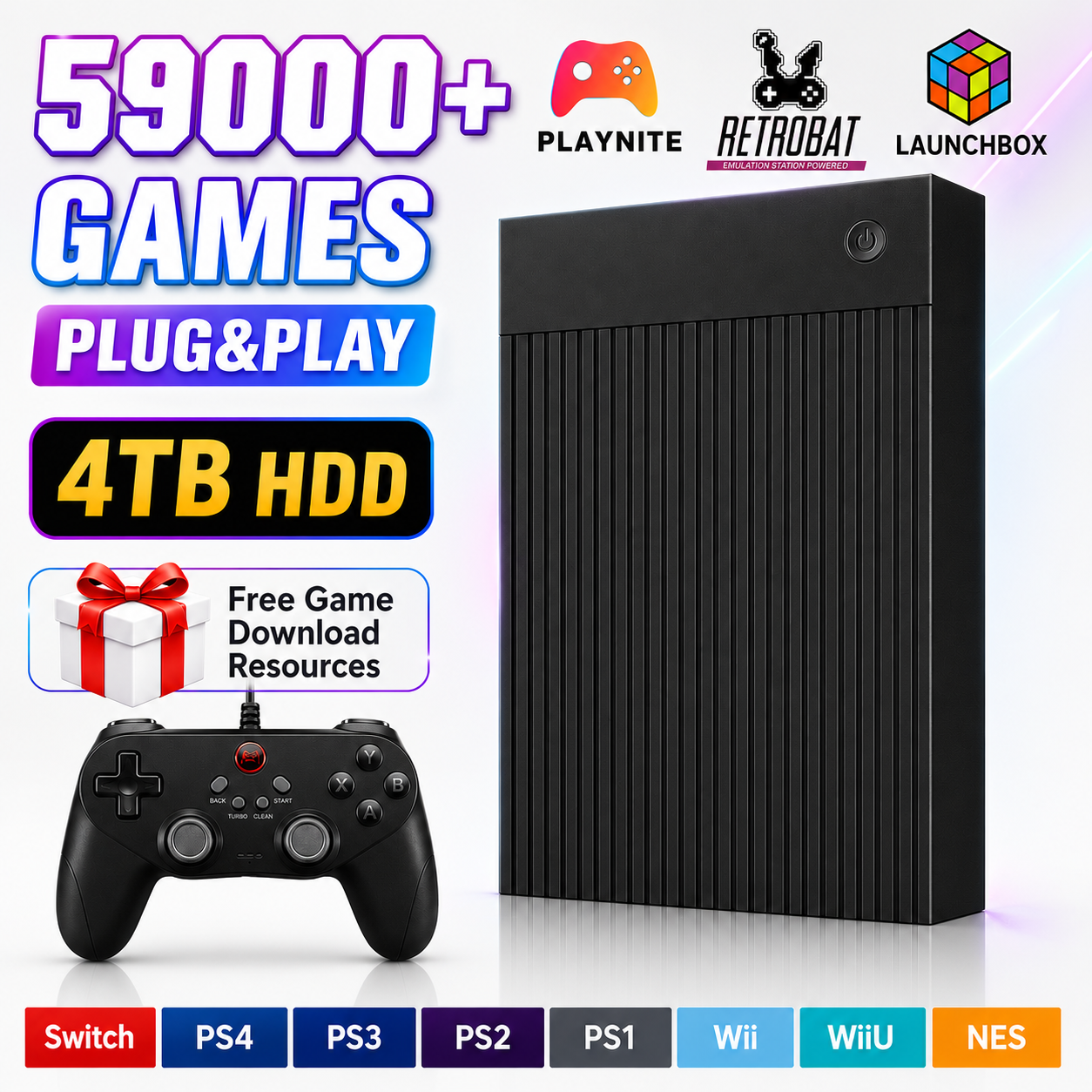 Pc Gaming Aaa - Portable 4TB Gaming HDD with 59000+Retro&3D&AAA